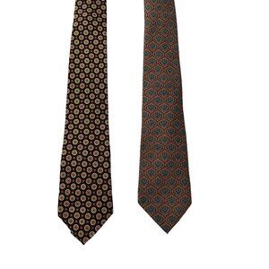 Set Of Two Harve Benard Mens Pure Silk Ties With Geometric Patterns